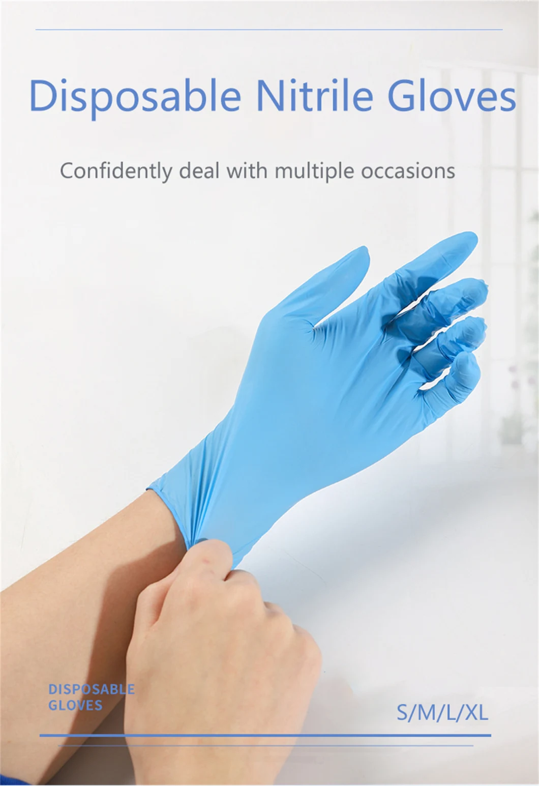 Water Proof Touch Screen Blue Pure Nitrile Gloves Examination Disposable Nitrile Gloves