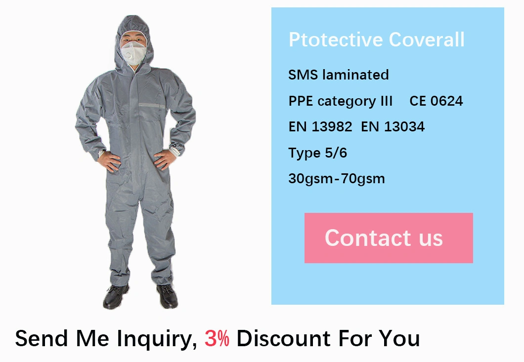 Wholesale High Quality Type 5/6 Hazmat Sui Disposable Protective Coverall Protection Suit