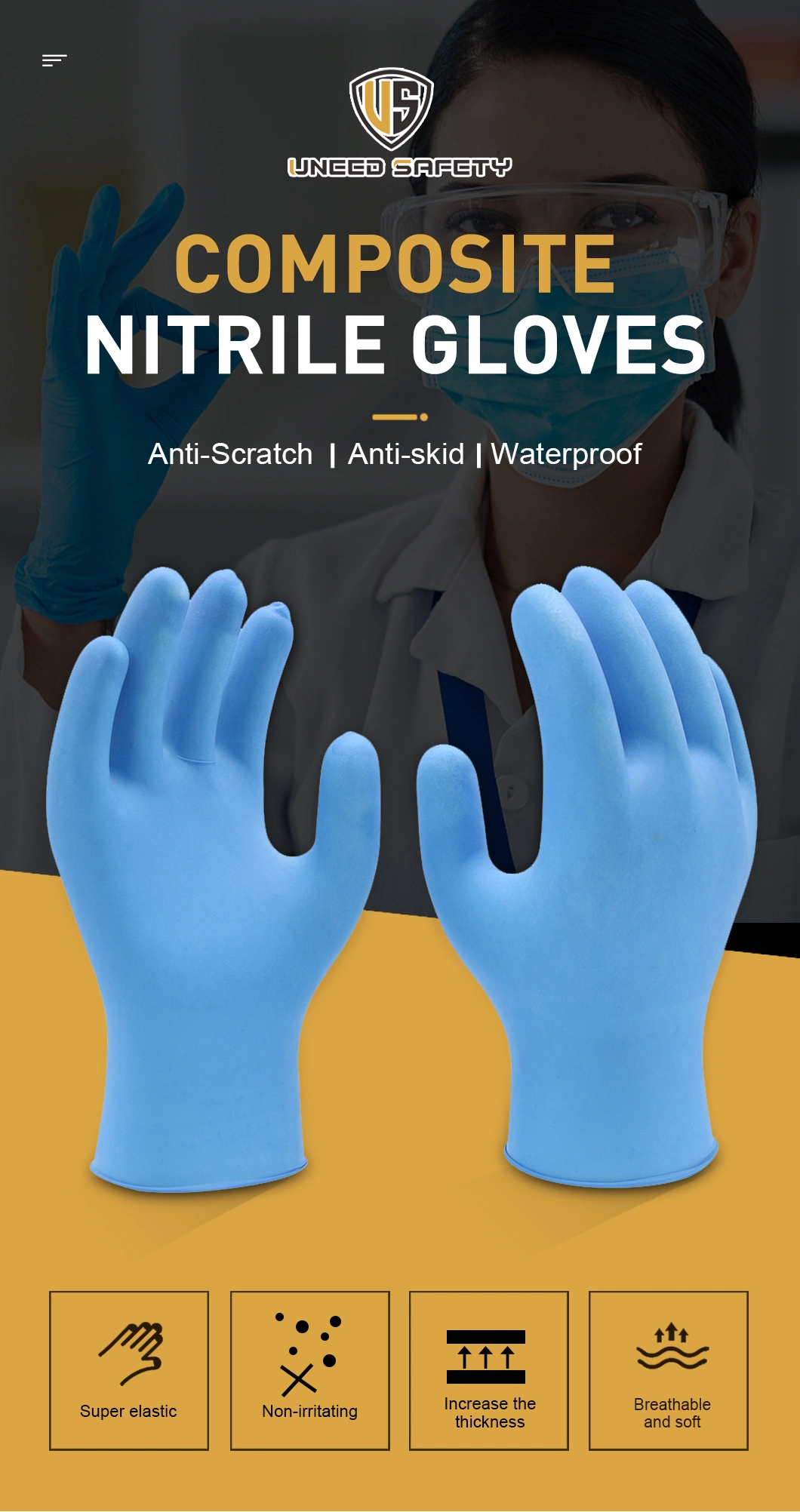 Food Grade with CE Disposable Pure Nitrile Non Latex Free Examination Inspection Work Gloves