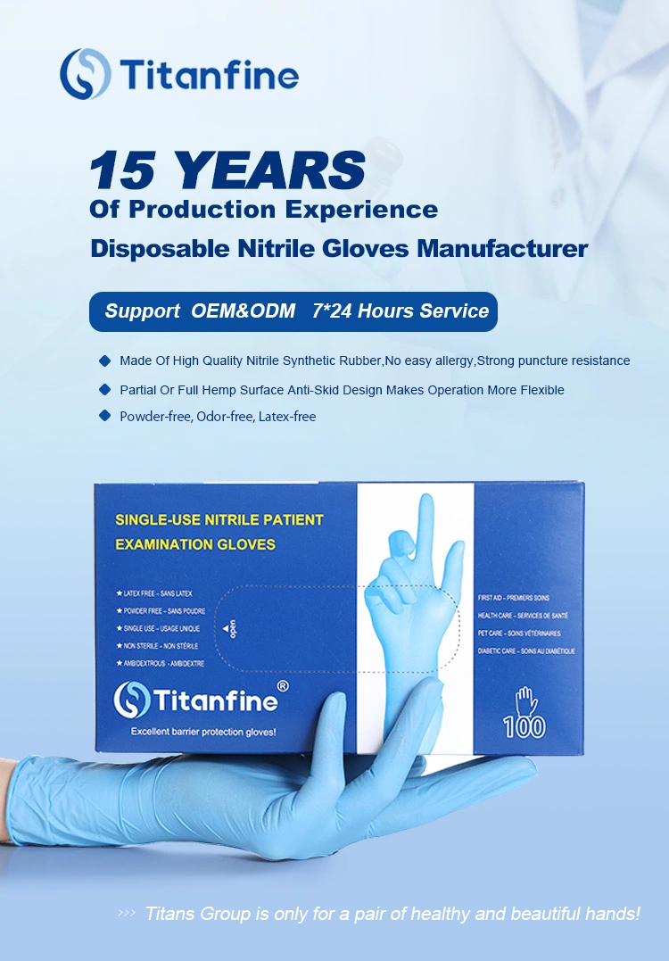 Disposable Blue Nitrile Gloves Powder Free Industrial Blue Nitrile Gloves