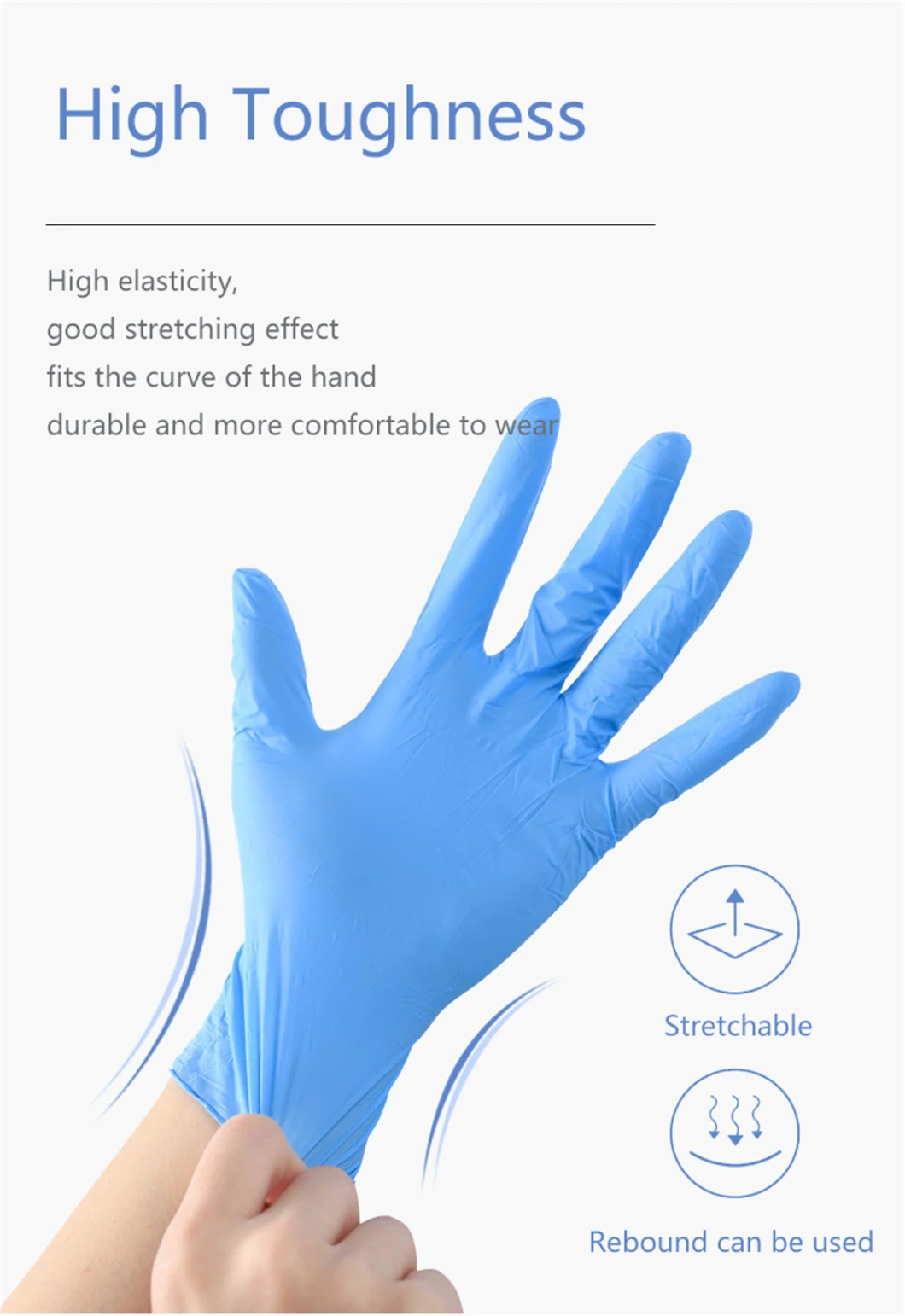 Water Proof Touch Screen Blue Pure Nitrile Gloves Examination Disposable Nitrile Gloves